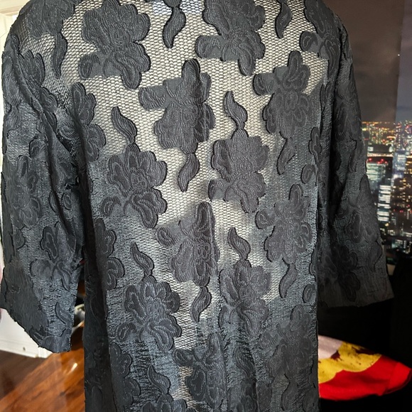 Topshop Black Blazer Sheer with Rose Print - Picture 2 of 5